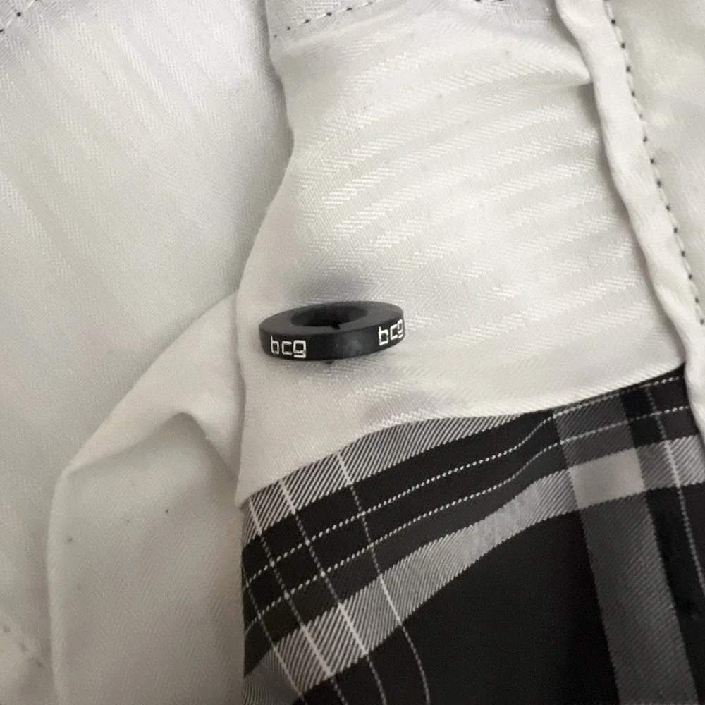 BCG Mens Plaid Performance‎ Golf Shorts Black White Grey Size 42 Stretch Active